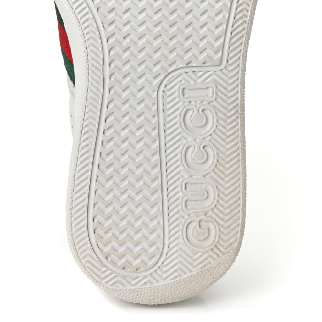 Calfskin Web Perforated Womens Platform 55mm Sneakers 37.5 White Bright Splash