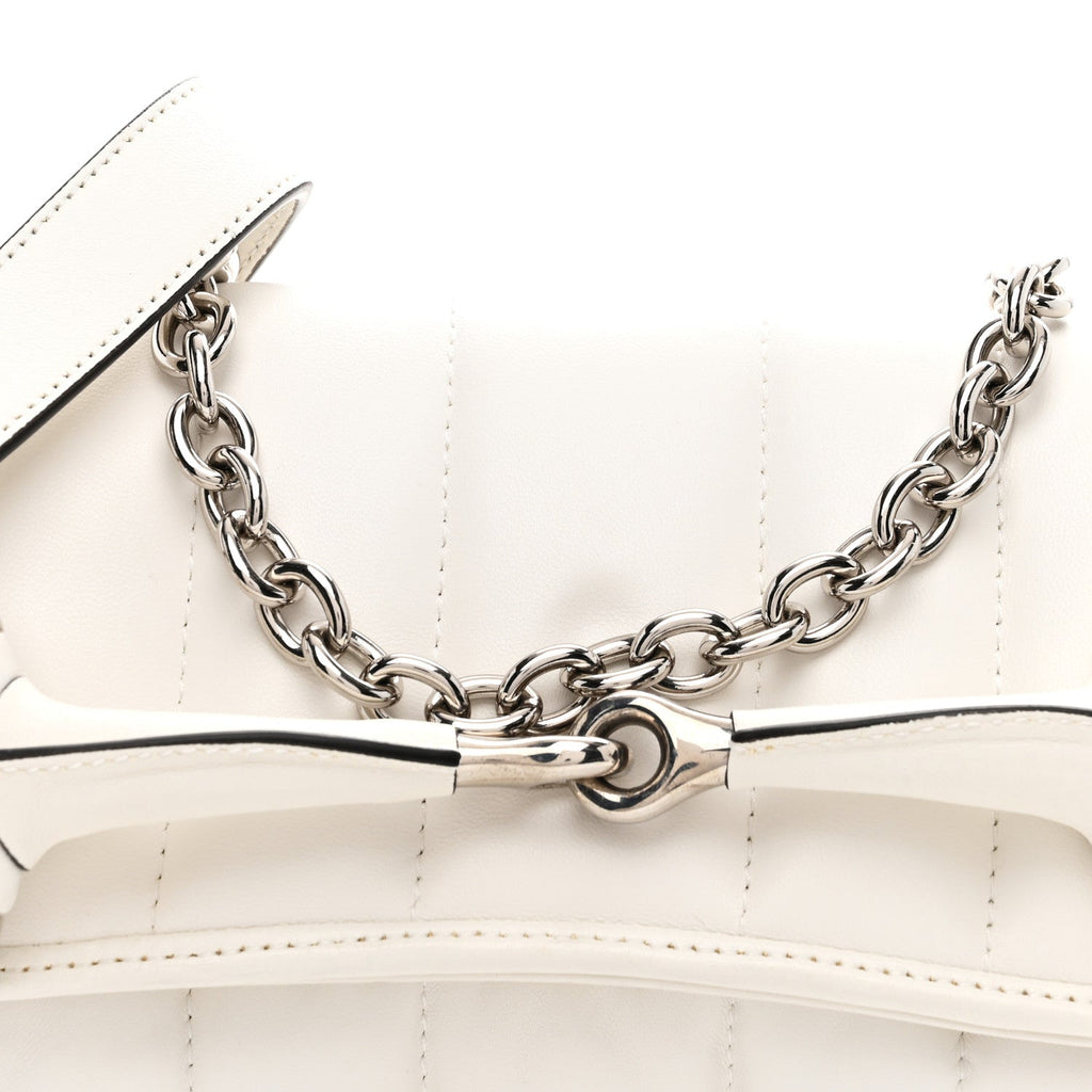 Nappa Vertical Matelasse Medium Maxi Horsebit Chain Shoulder Bag Mystic White