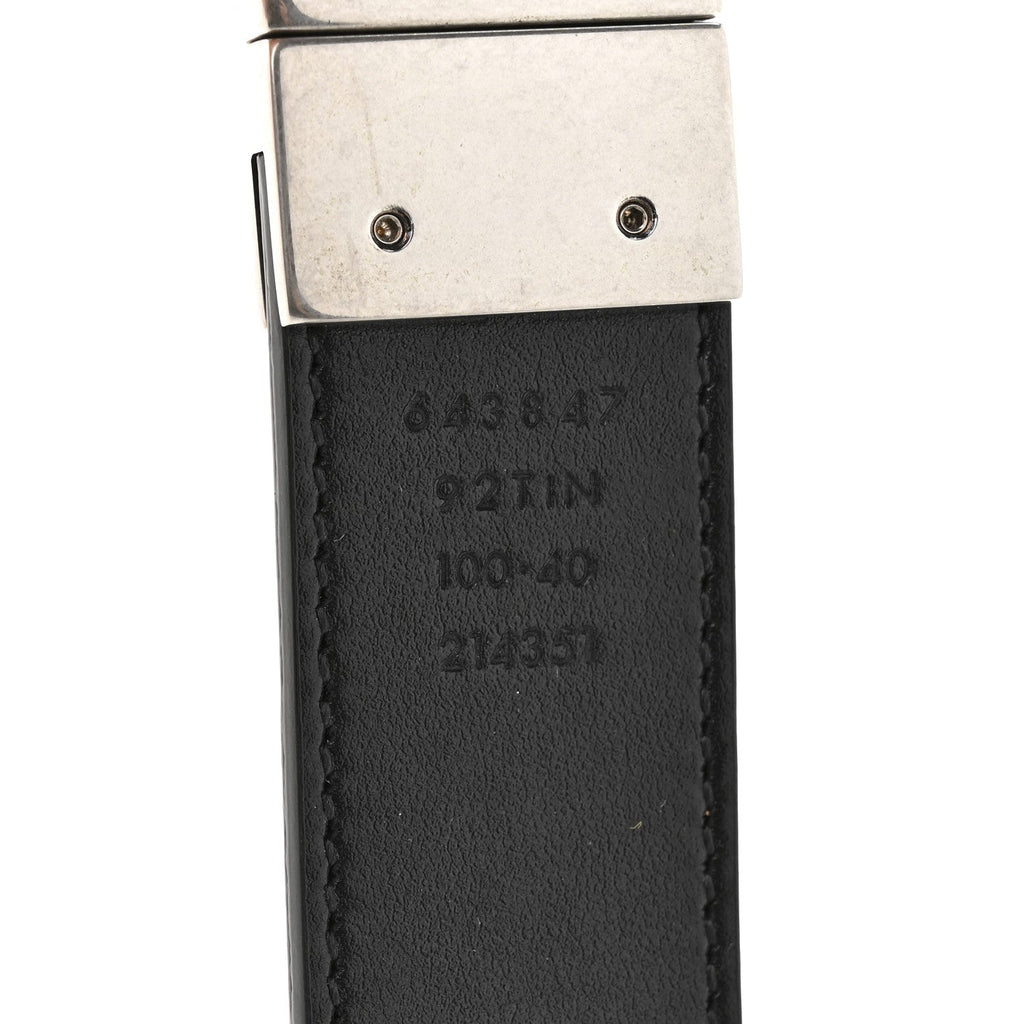 GG Supreme Monogram Plutone Calfskin Palladium Double G Reversible 30mm Belt 100 40 Black
