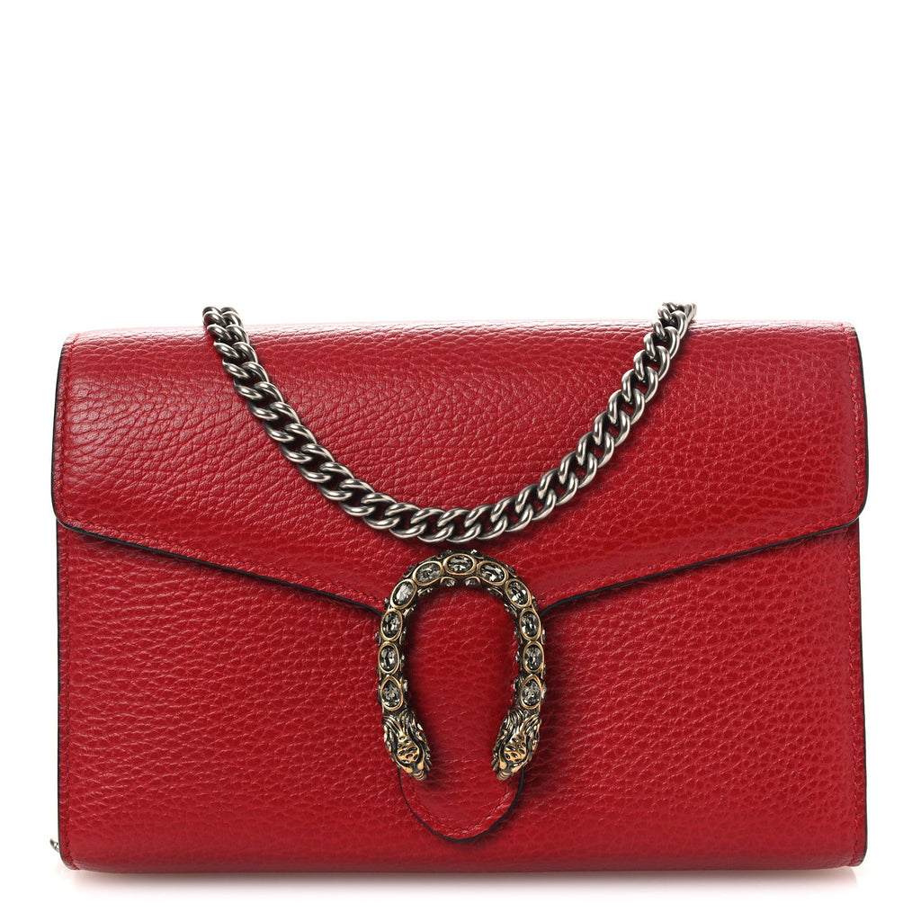Calfskin Mini Dionysus Chain Wallet Hibiscus Red