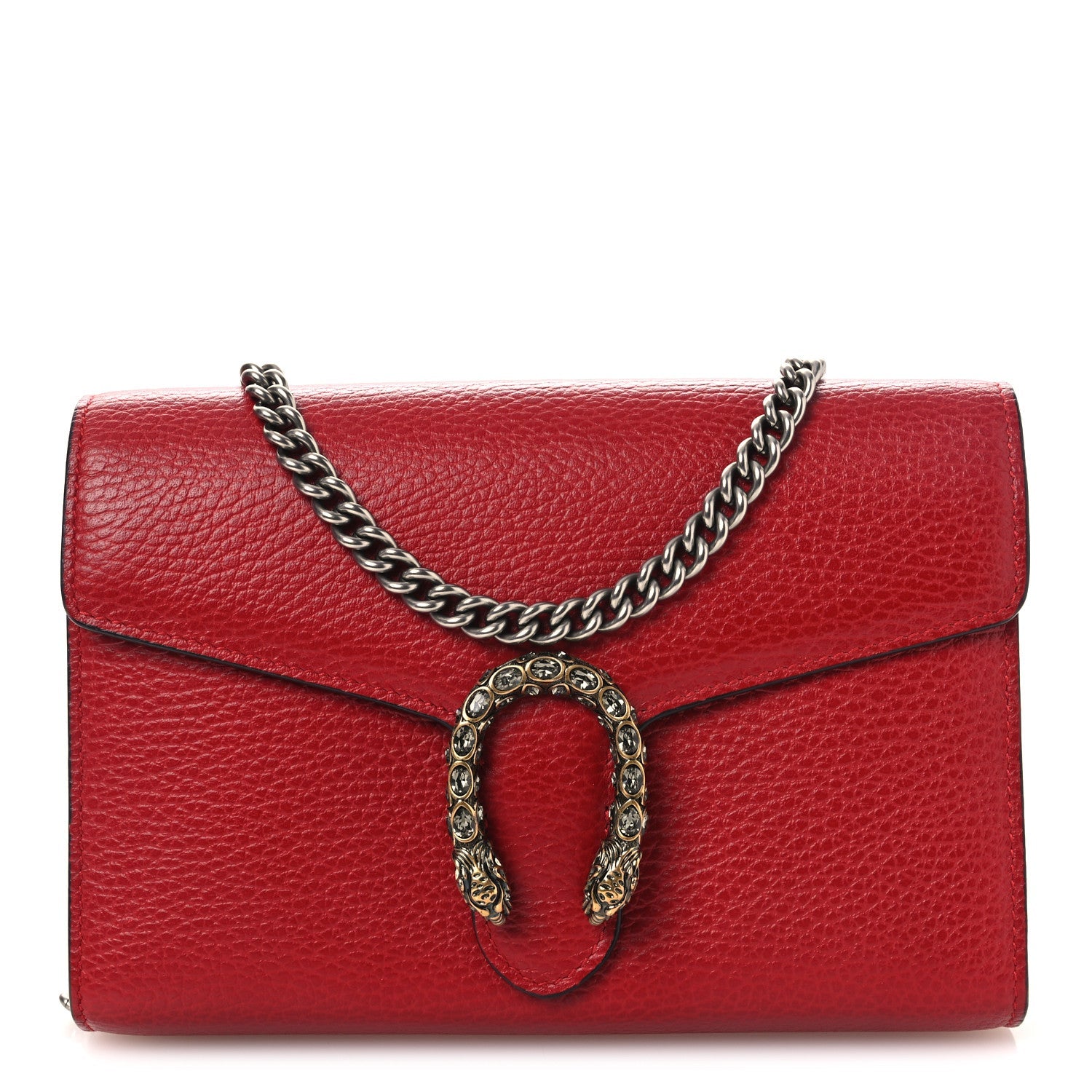 Calfskin Mini Dionysus Chain Wallet Hibiscus Red