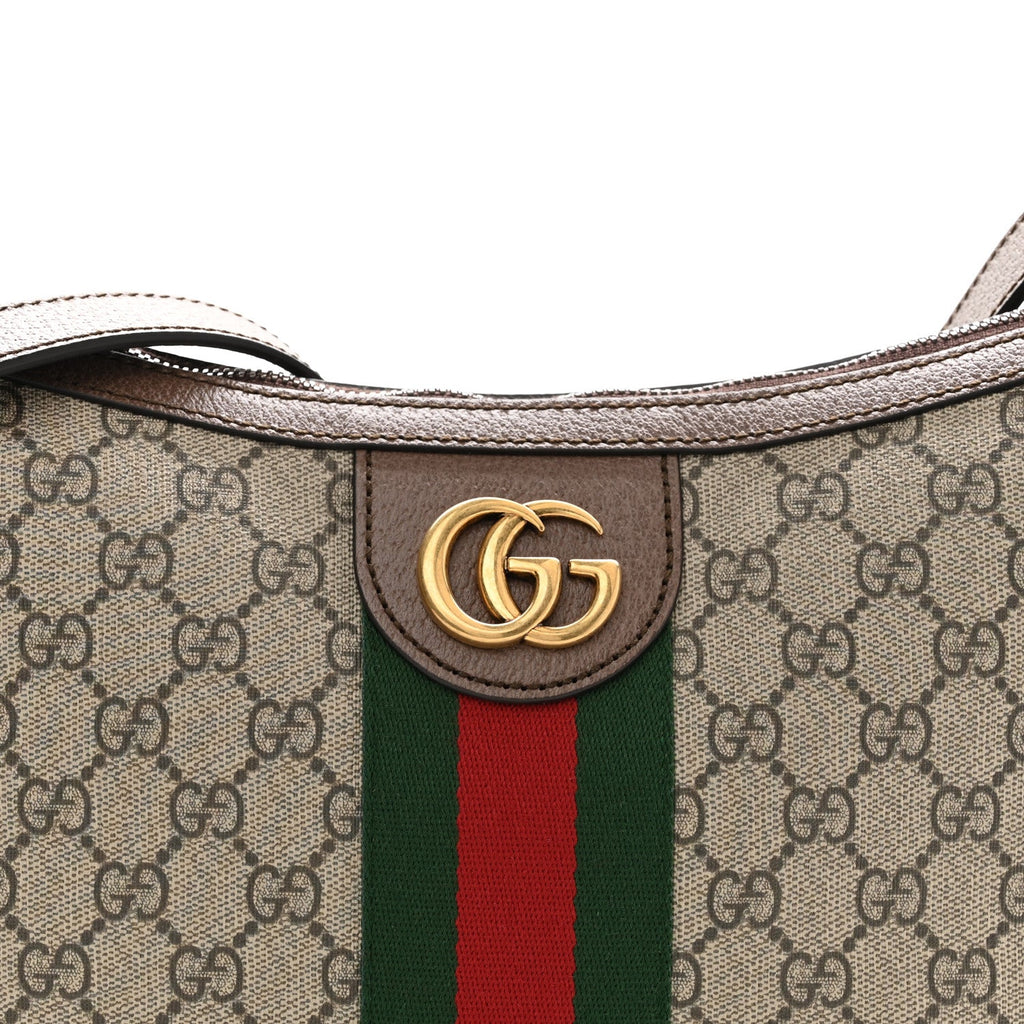 GG Supreme Monogram Web Small Ophidia Half Moon Hobo Brown