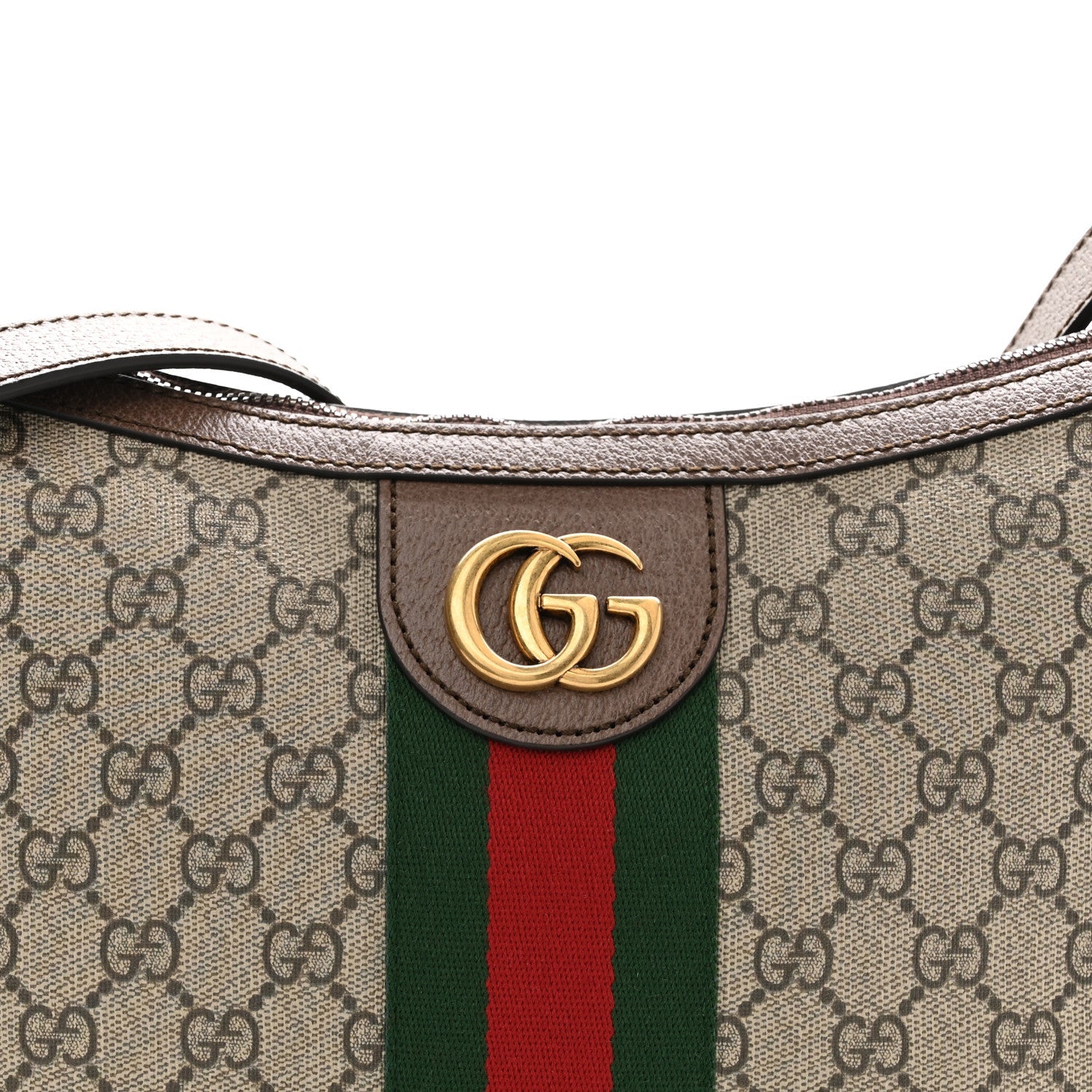 GG Supreme Monogram Web Small Ophidia Half Moon Hobo Brown