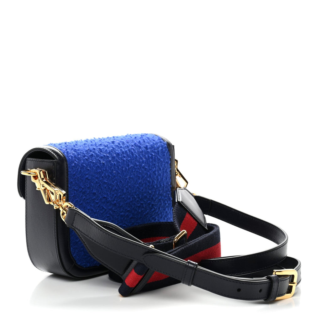 Casy Wool Azalea Calfskin Mini Horsebit 1955 Shoulder Bag Blue China