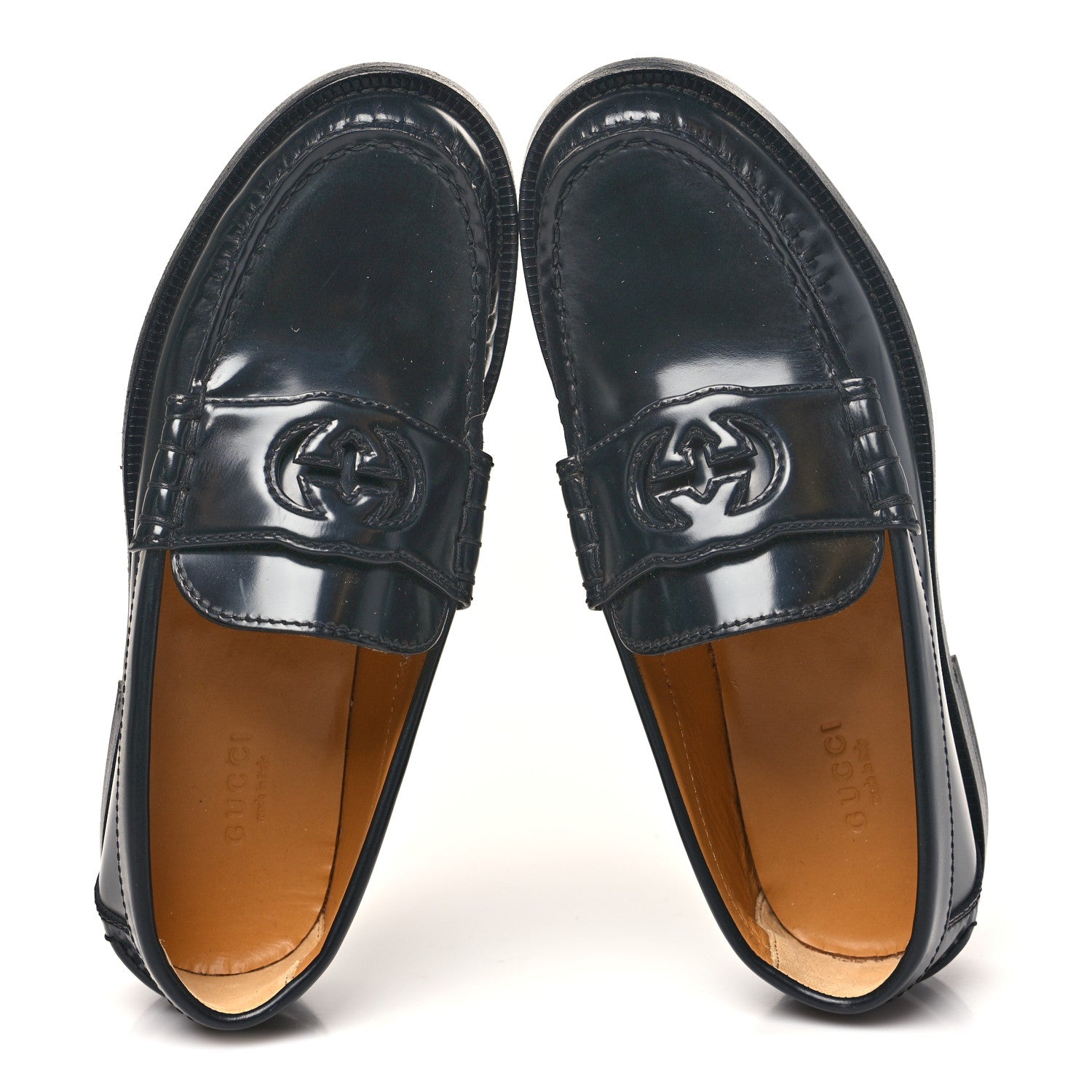 Millennial Ribot Cut Out Interlocking G Loafers 35.5 Black