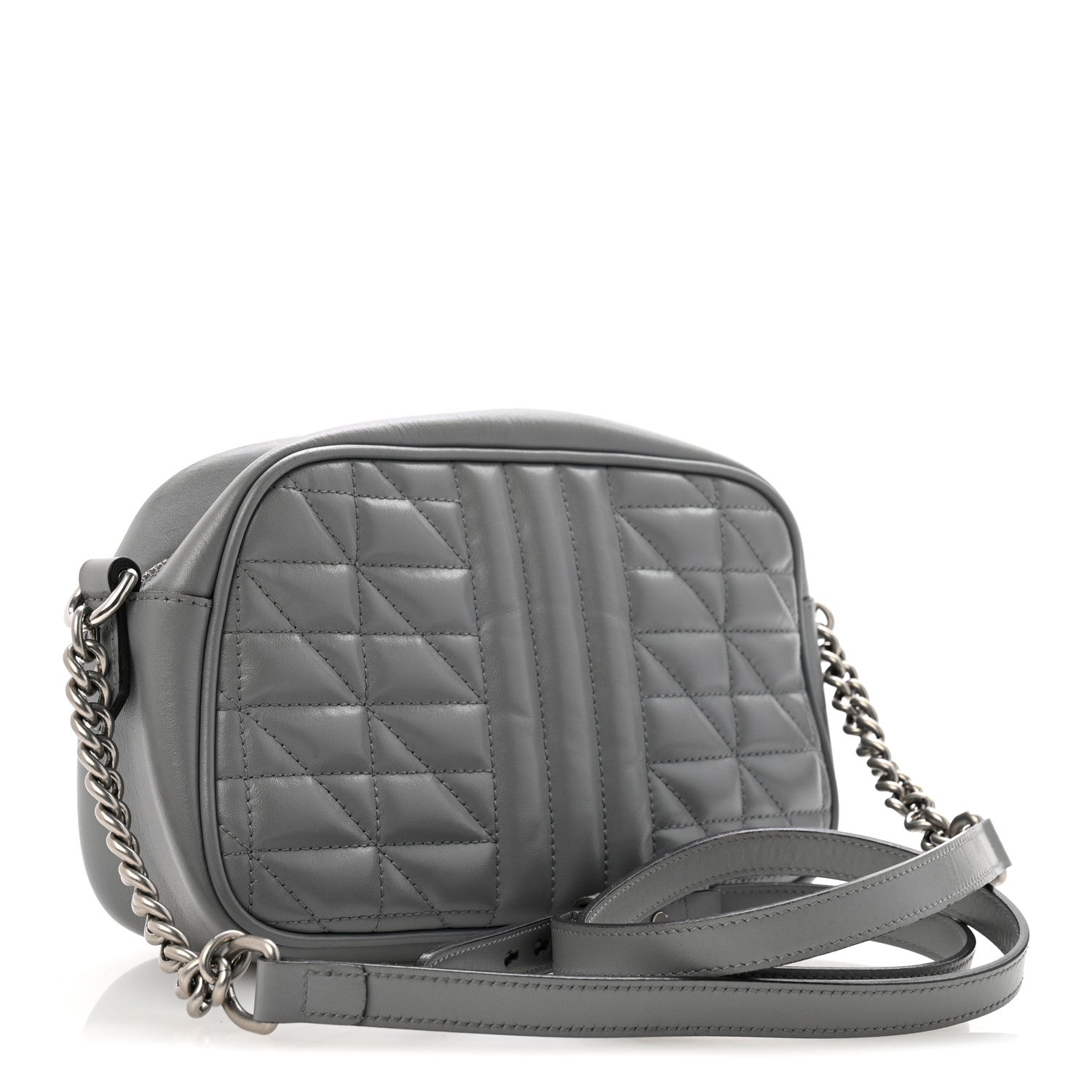 Calfskin Matelasse Aria Small GG Marmont Chain Shoulder Bag Deep Grey