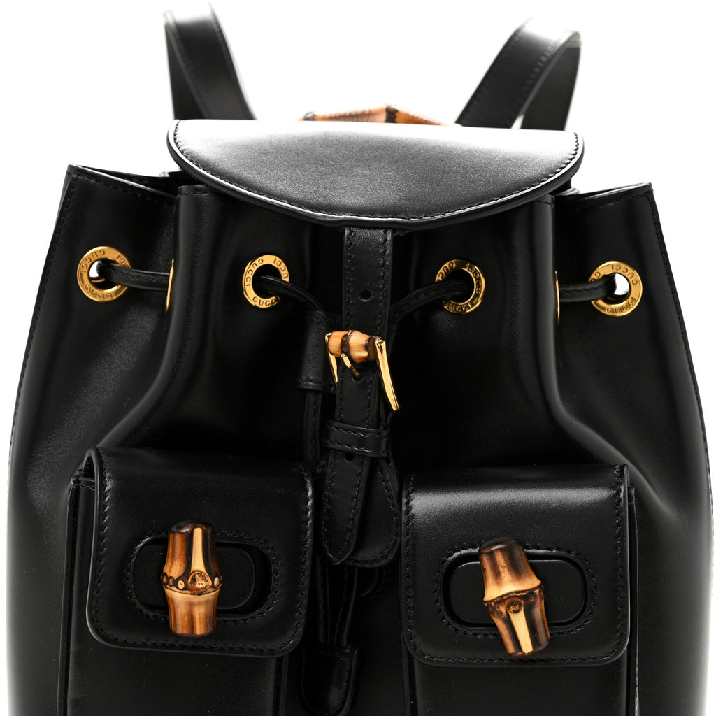 Calfskin Bamboo Backpack Black
