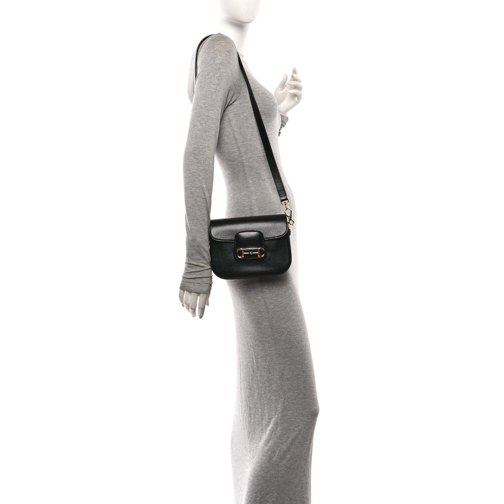 Azalea Calfskin Web Mini Horsebit 1955 Shoulder Bag Black