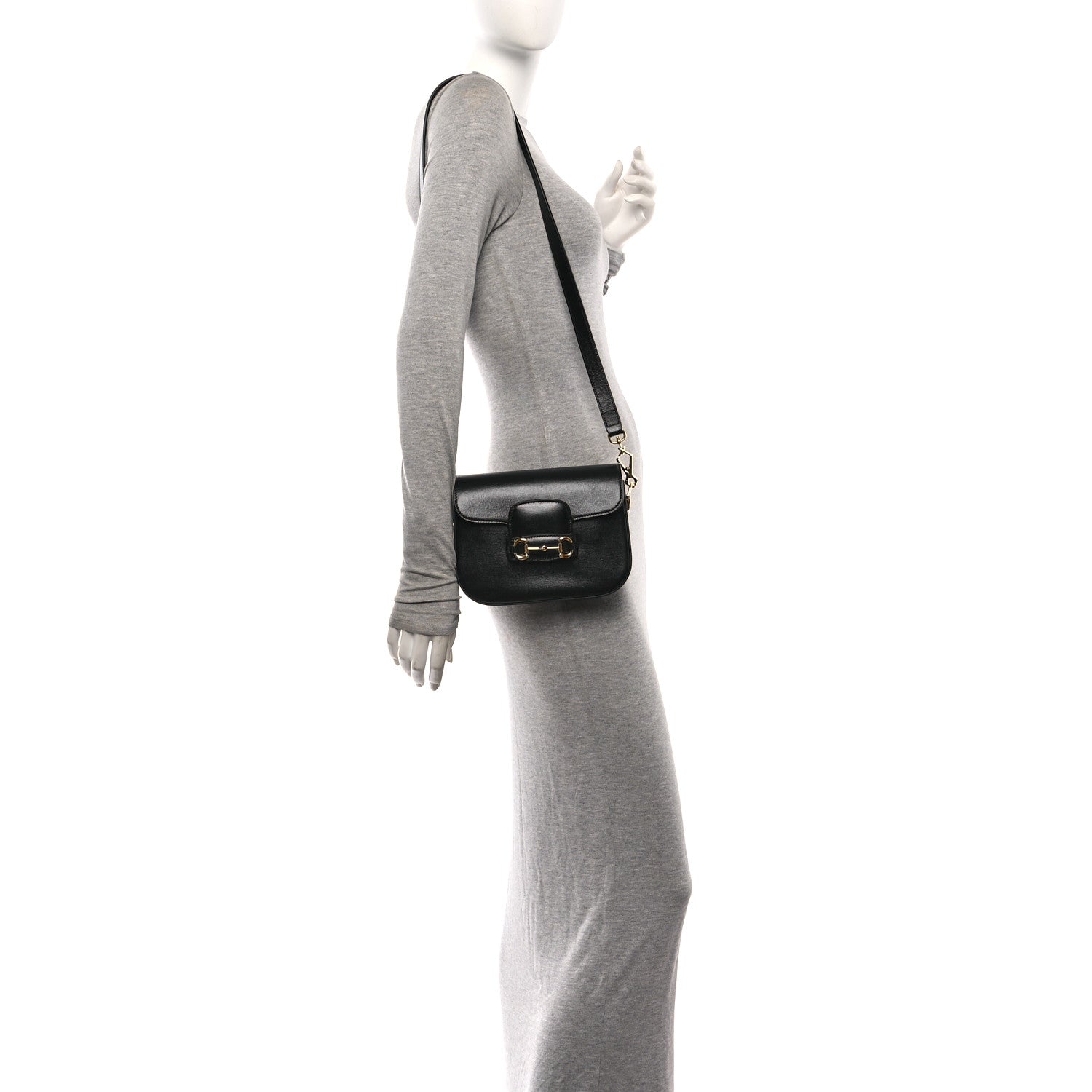 Azalea Calfskin Web Mini Horsebit 1955 Shoulder Bag Black