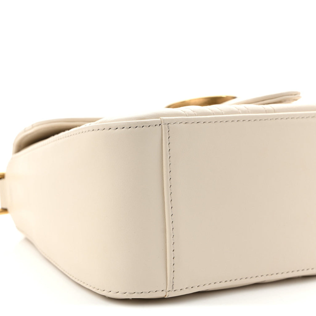 Calfskin Matelasse Mini GG Marmont Top Handle Shoulder Bag White