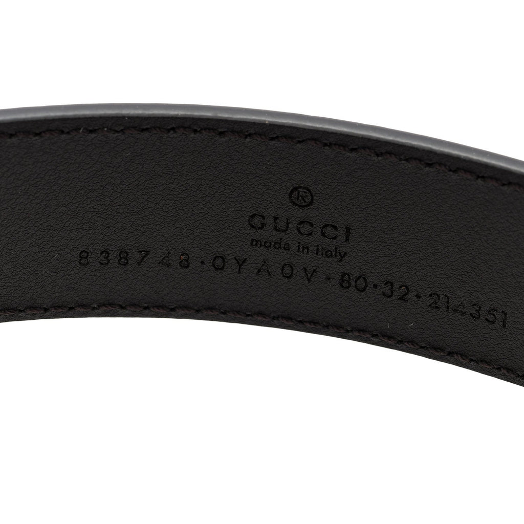 Plutone Calfskin Plaque GG 30mm Belt 80 32 Cocoa