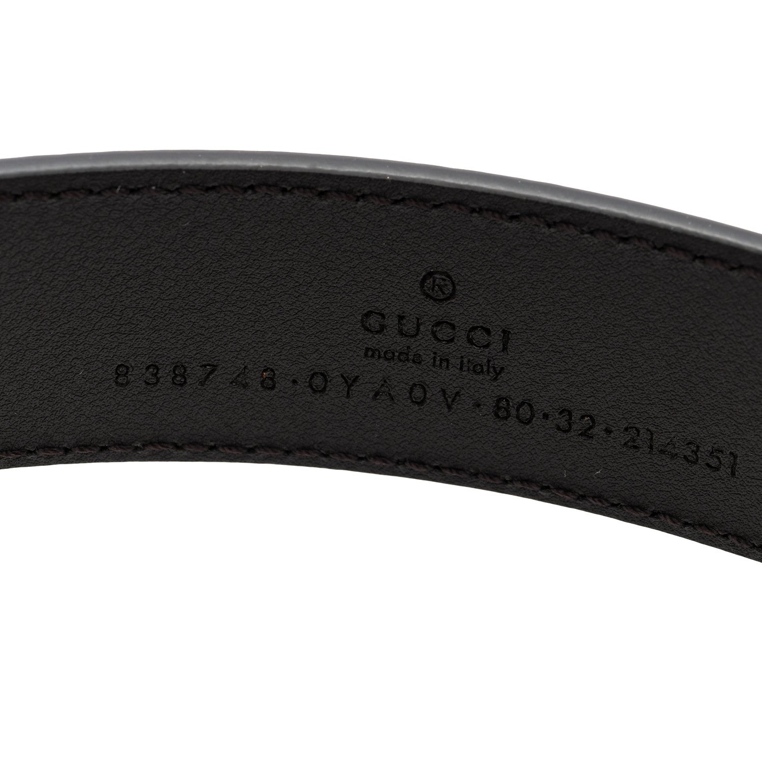 Plutone Calfskin Plaque GG 30mm Belt 80 32 Cocoa
