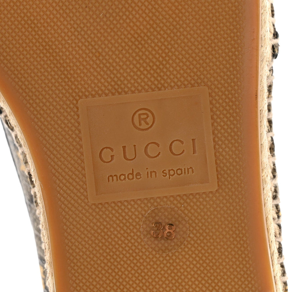 GG Supreme Monogram Bees Espadrille Flats 38 Beige Ebony Oro Black