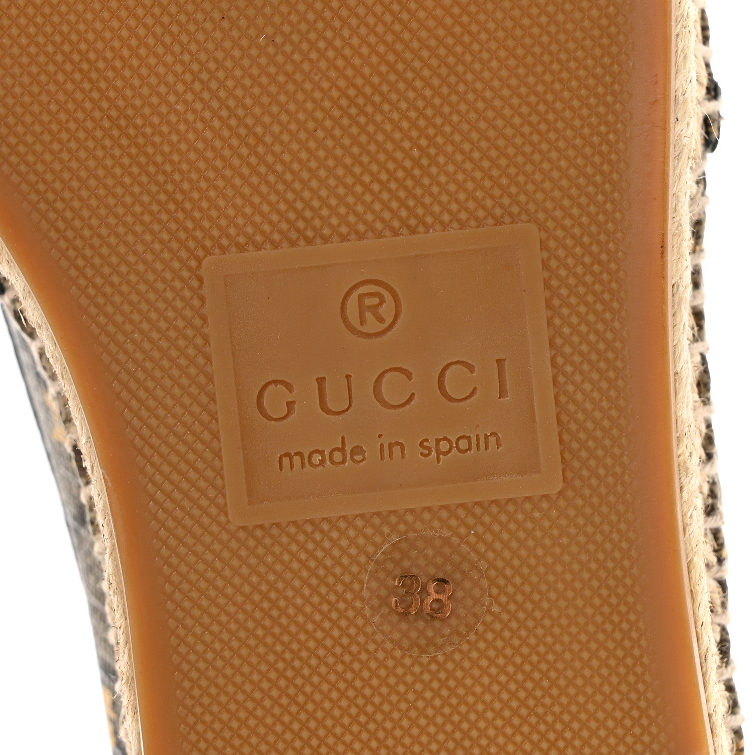 GG Supreme Monogram Bees Espadrille Flats 38 Beige Ebony Oro Black