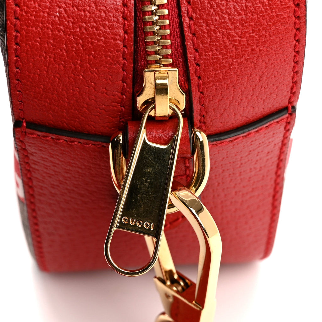 GG Supreme Monogram Apple Small Retro Interlocking G Shoulder Bag Beige Multicolor Lobster Red