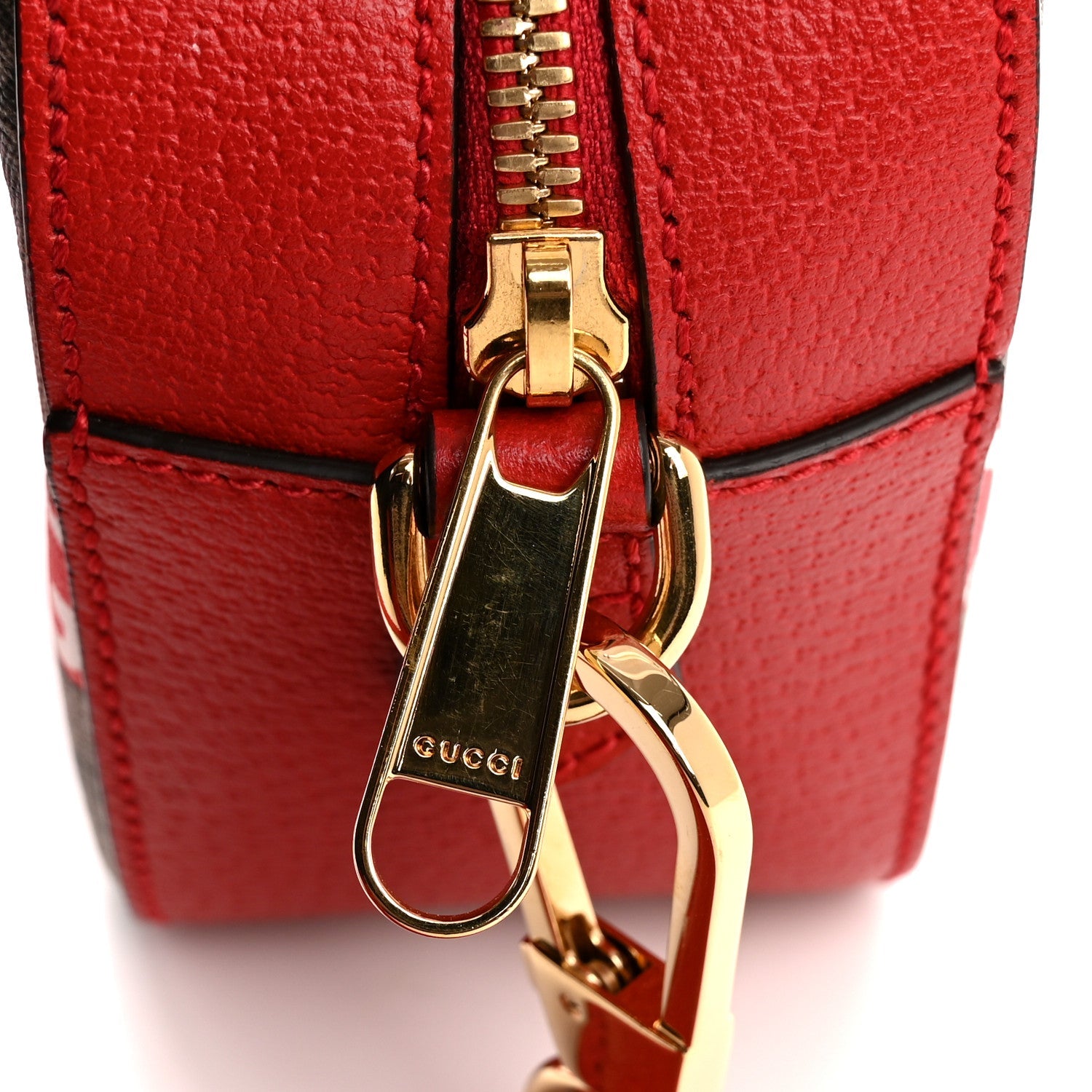 GG Supreme Monogram Apple Small Retro Interlocking G Shoulder Bag Beige Multicolor Lobster Red