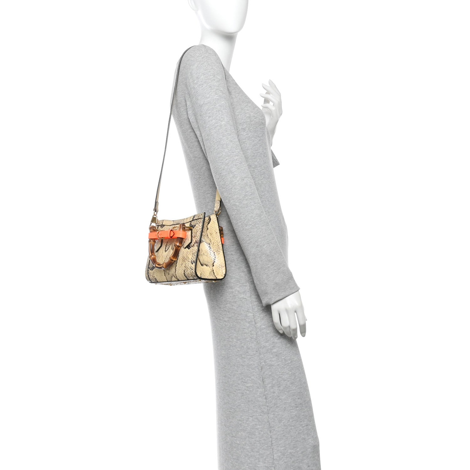 Snakeskin Mini Diana Tote Bag Beige