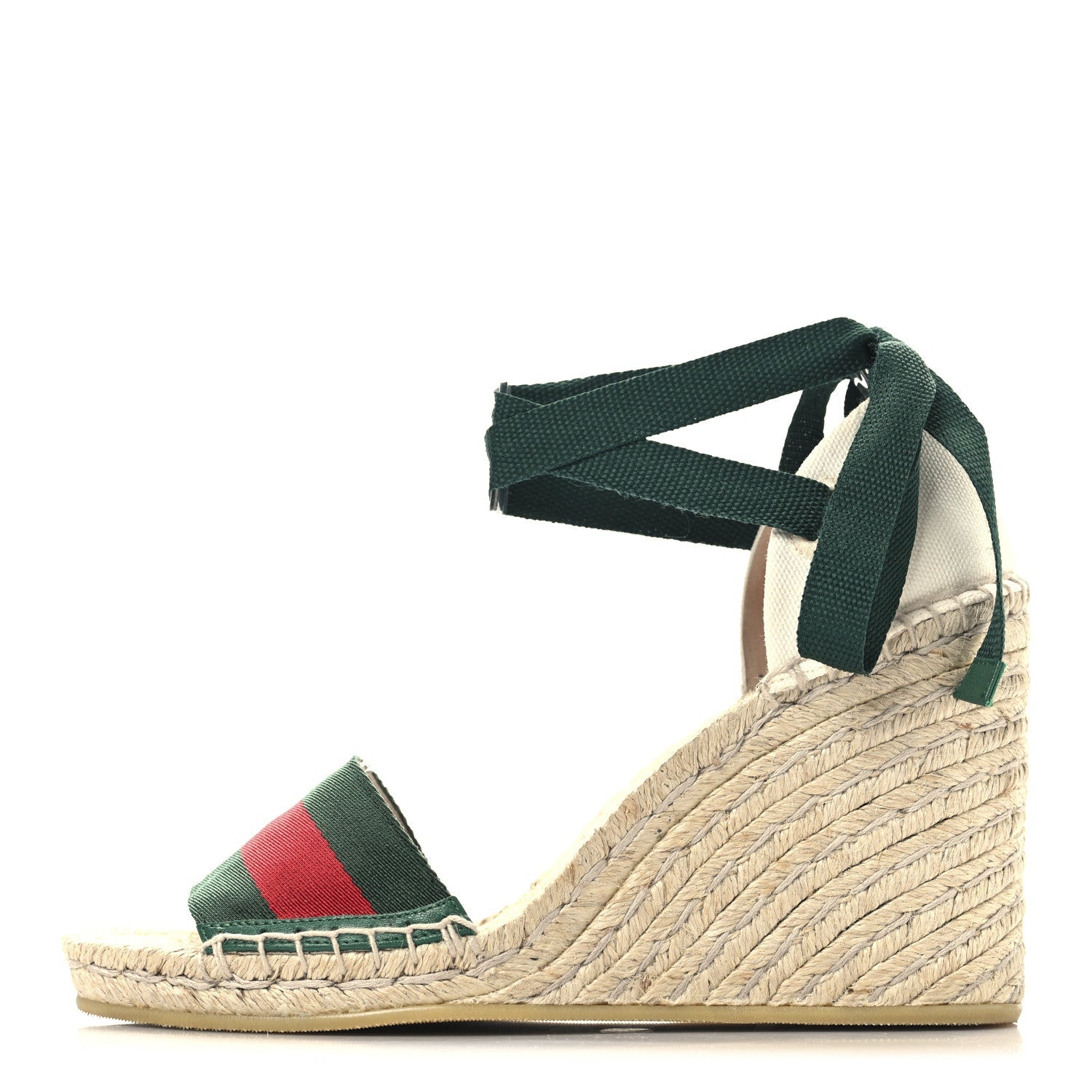 Canvas Malaga Kid Web Ankle Wrap Espadrille Wedge Sandals 37.5 Green Red Mystic White Emerald