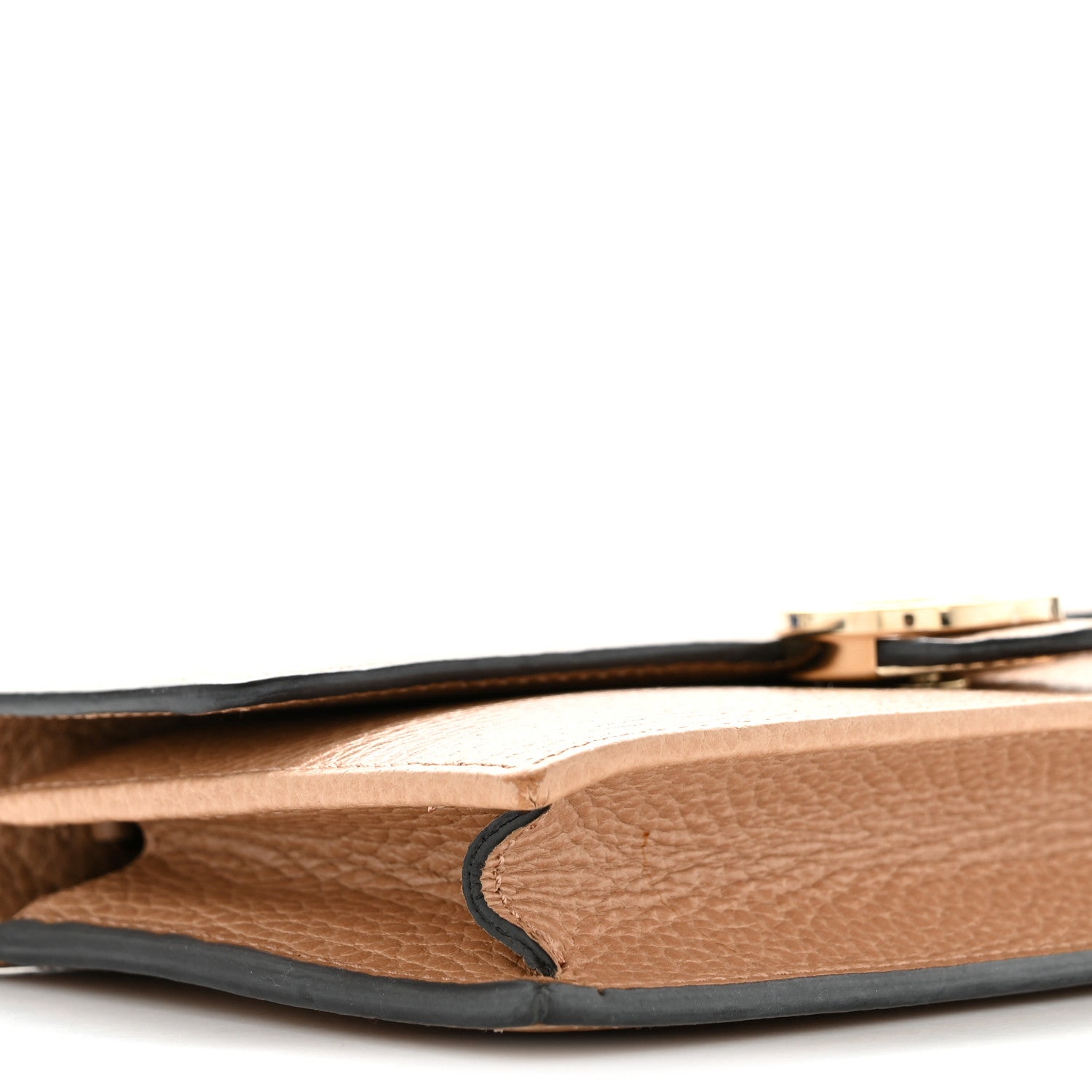 Dollar Calfskin Interlocking G Chain Wallet Camelia