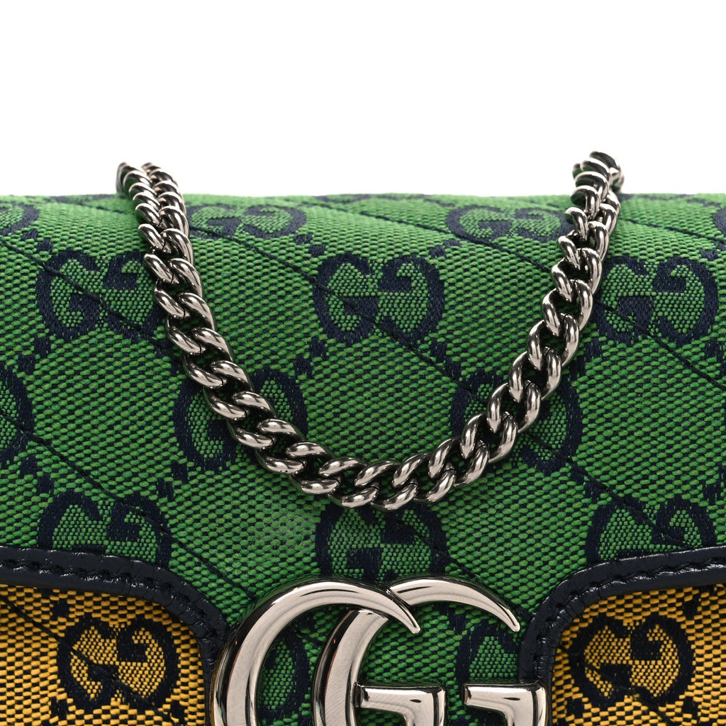 Monogram Multicolor Matelasse Diagonal Super Mini GG Marmont Shoulder Bag Green Blue Yellow Light Blue Pink