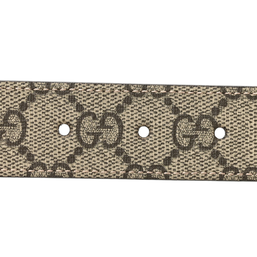 GG Supreme Monogram Plutone Calfskin Double G Reversible 30mm Belt 85 34 Beige Ebony Brown