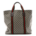 Tender GG Supreme Monogram Textured Dollar Calfskin Web Tote Beige Ebony New Acero