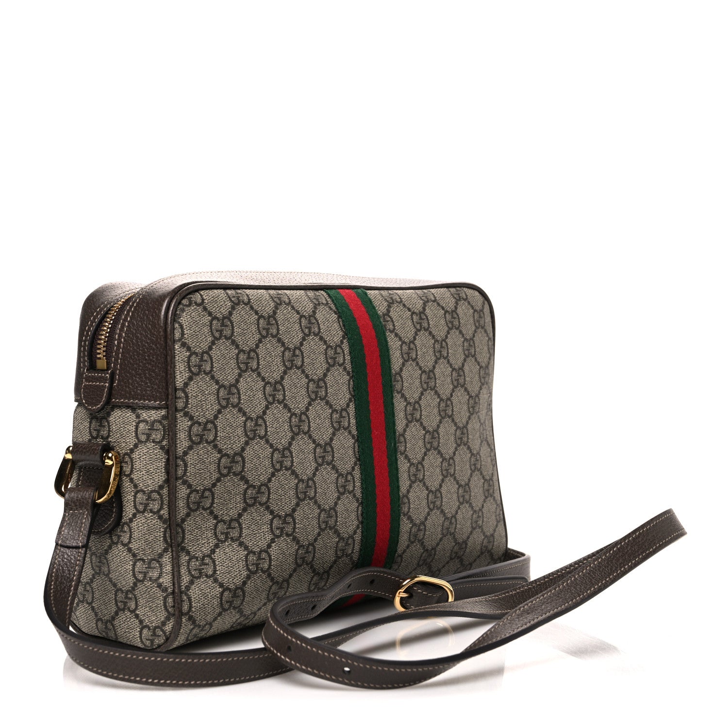 GG Supreme Monogram Web Small Ophidia Shoulder Bag Brown