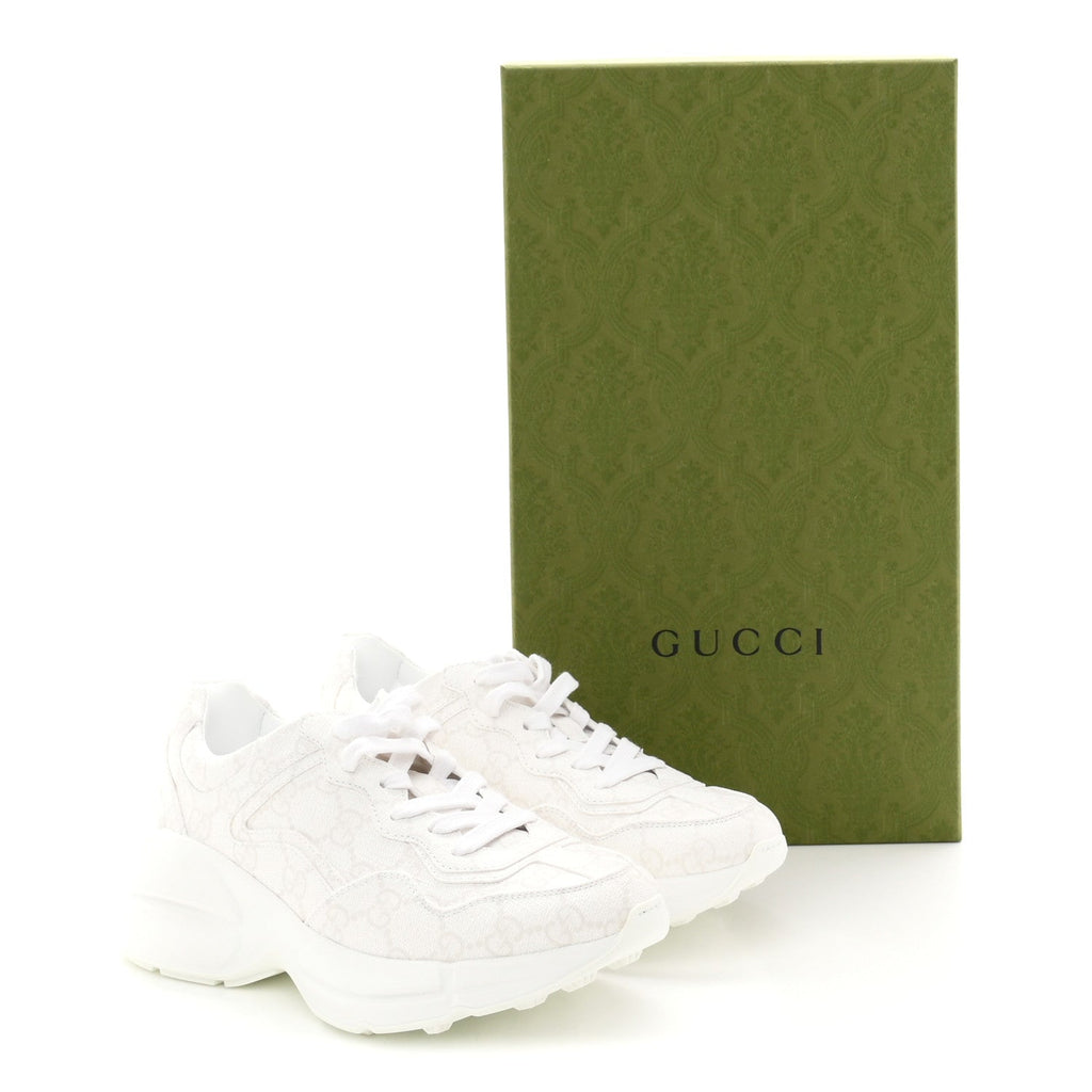 GG Supreme Monogram Womens Rhyton Sneakers 35 White