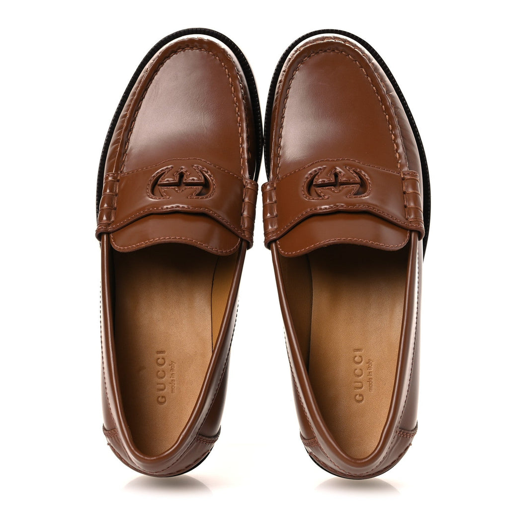 Millennial Ribot Cut Out Interlocking G Loafers 37.5 Cuir