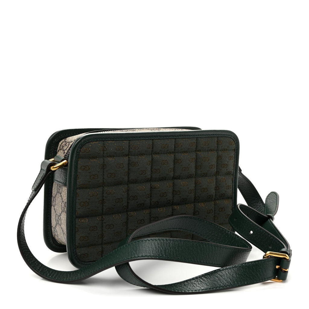 Monogram GG Mignon Textured Dollar Calfskin GG Supreme Monogram Quilted Mini GG Shoulder Bag Green Beige Ebony