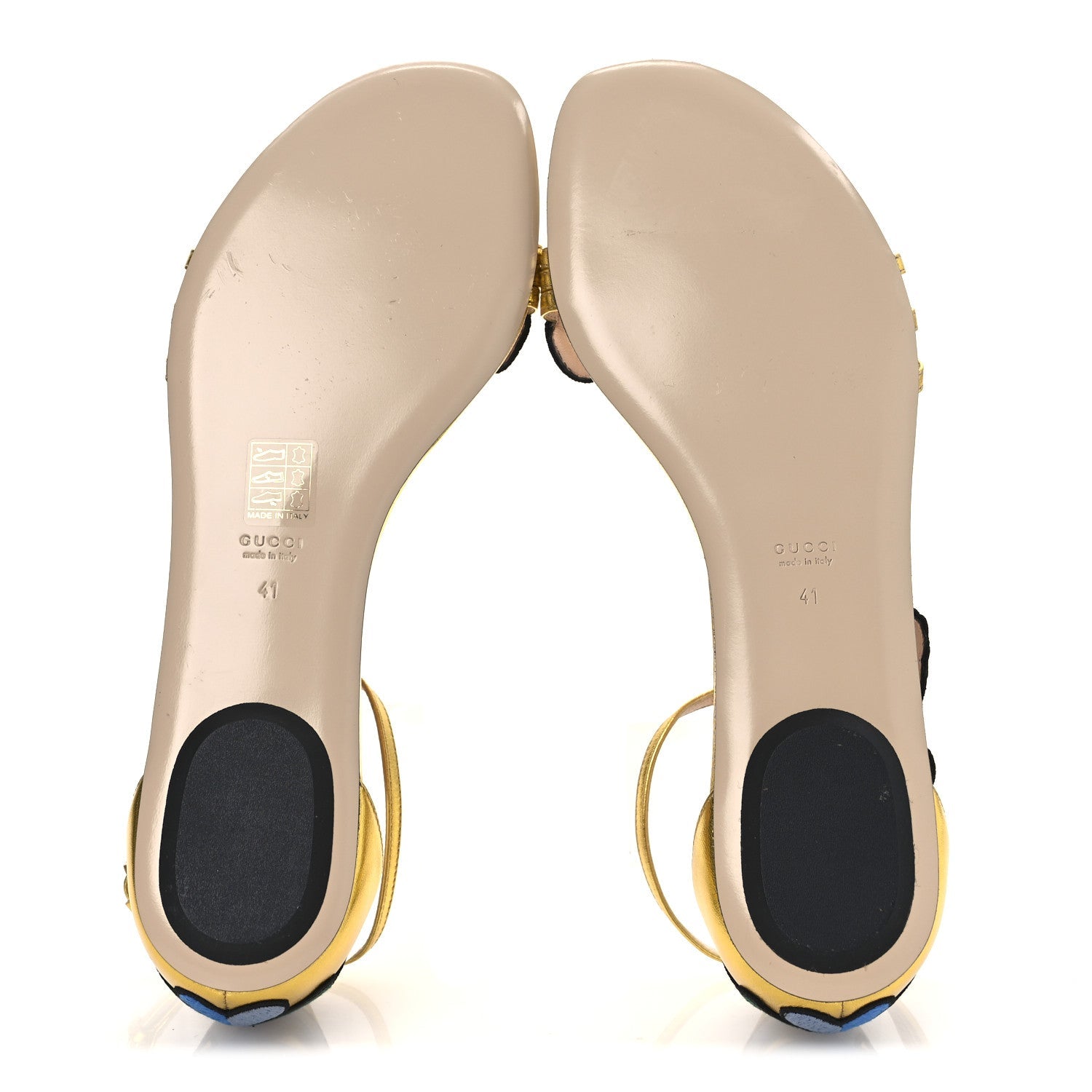 Metallic Nappa Ophelia T-Strap Flat Sandals 36 Gold
