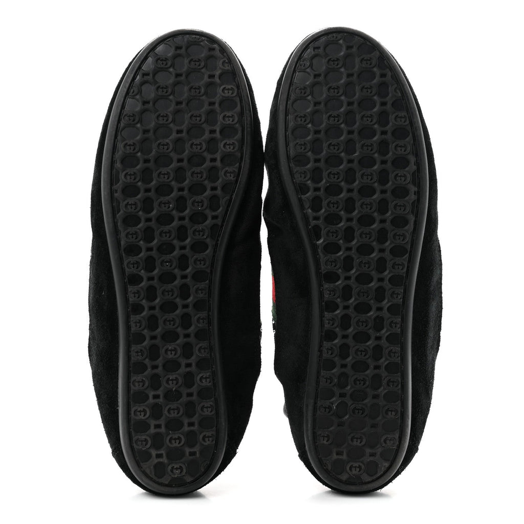 GG Suede Monogram Crystal Web Womens Sneakers 36 Black