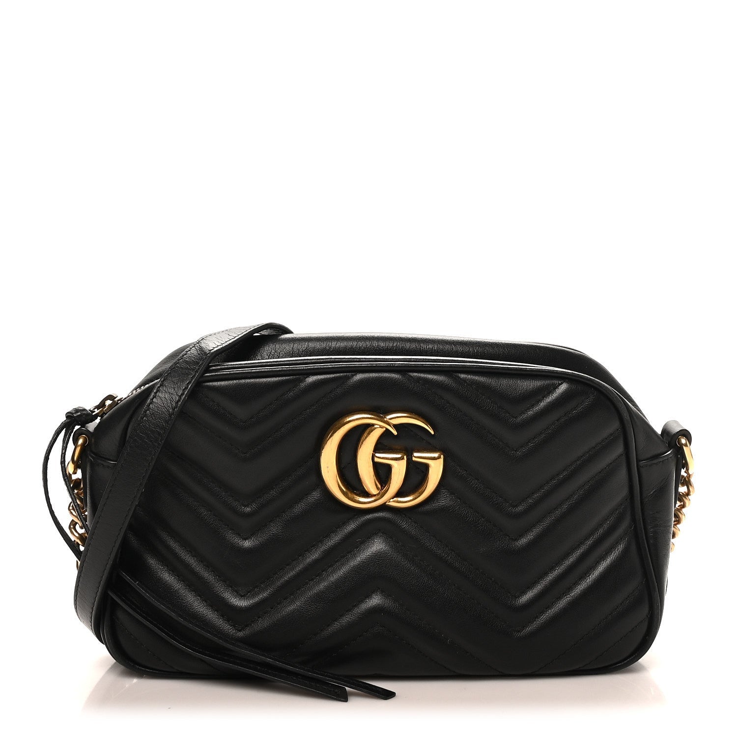 Calfskin Matelasse Small GG Marmont Chain Shoulder Bag Black