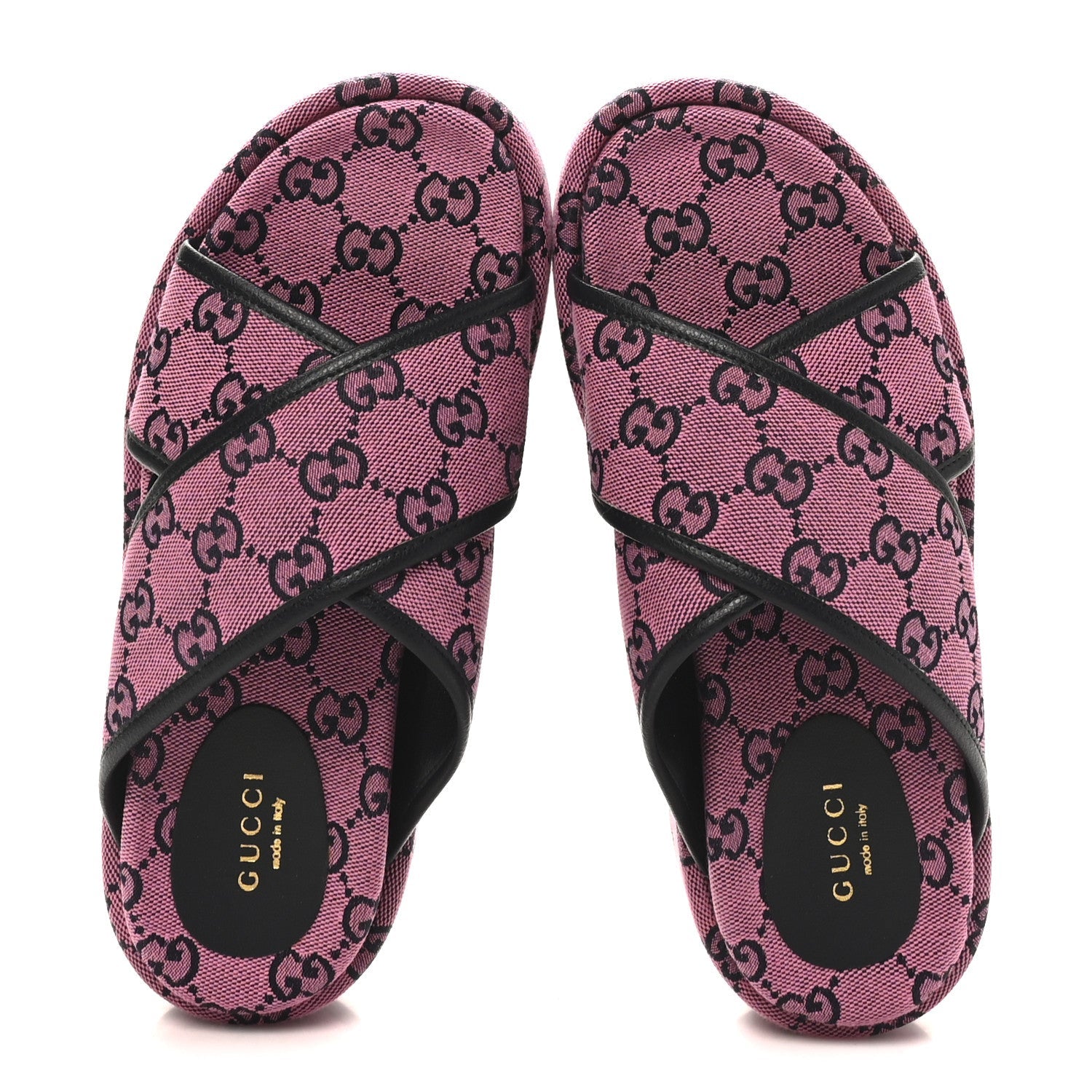 Monogram Multicolor Criss Cross Platform Slide Sandals 36.5 Pink Blue