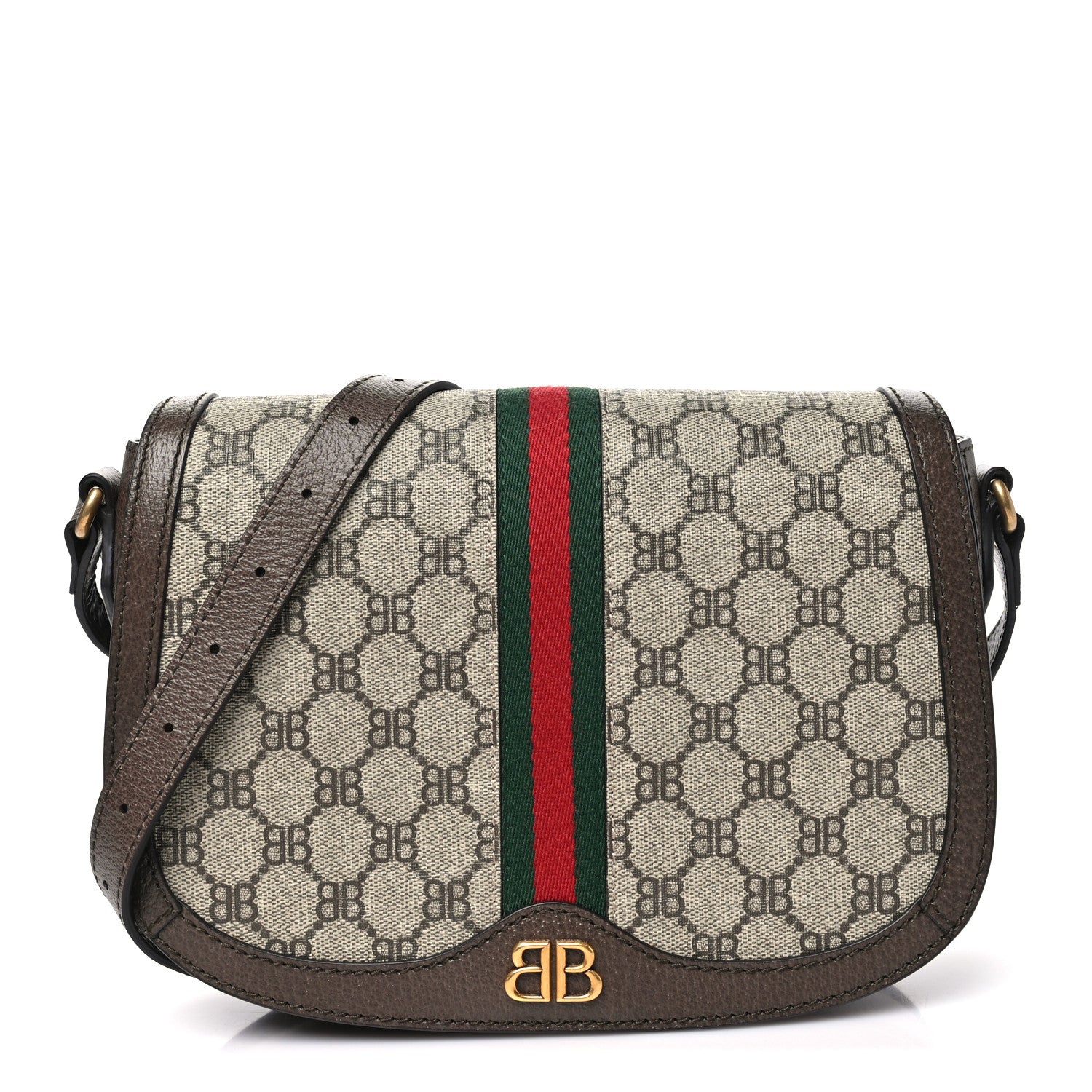 X  BB Supreme Monogram Web Small Ophidia Shoulder Bag Beige New Acero