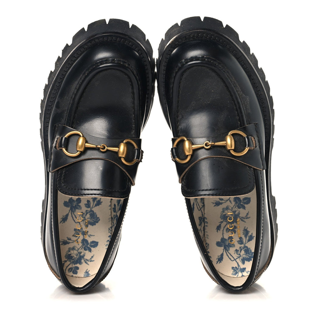 Cordovan Lux Womens Harald Horsebit 25mm Platform Loafers 35 Black