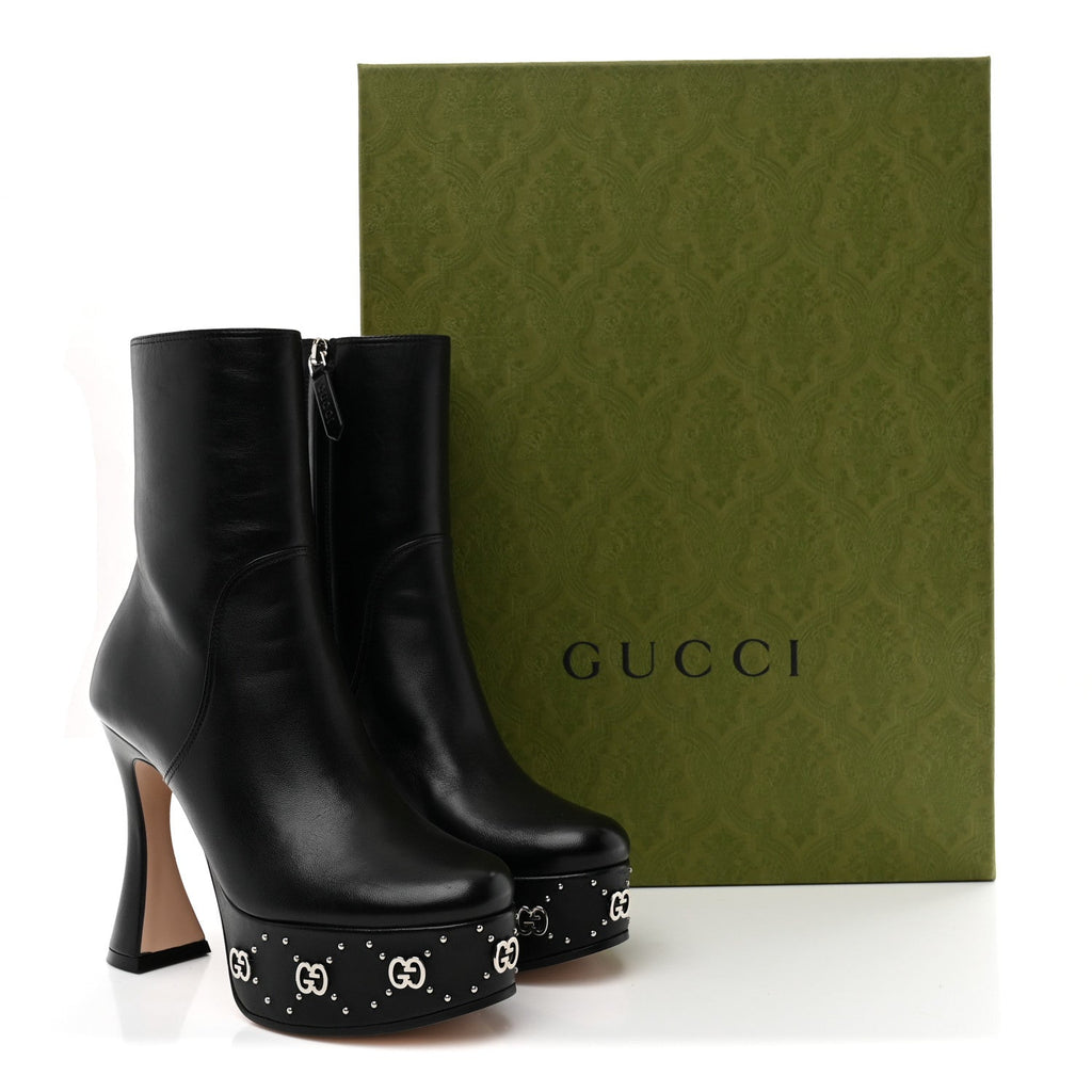 Nappa Platform Charlotte Ankle Boots 36 Black