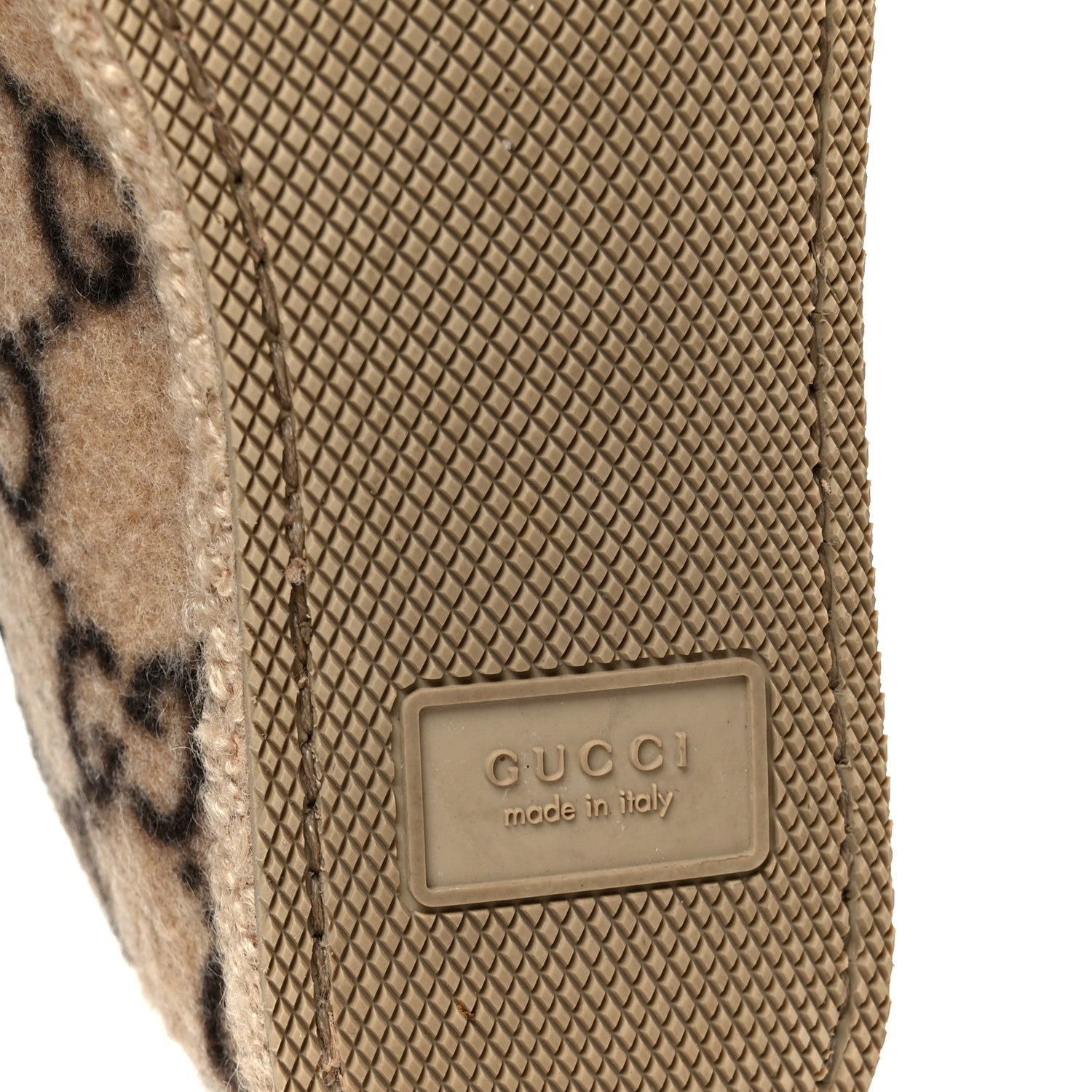 Covered Wool GG Monogram Womens Fria Horsebit Loafers 35.5 Beige Ebony Black Butterscotch