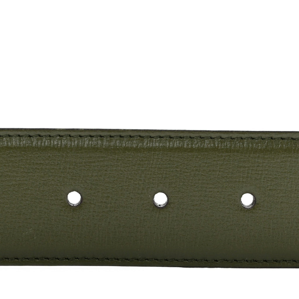 Azalea Calfskin Enamel Monochrome Double G 40mm Belt 75 30 Military Wood