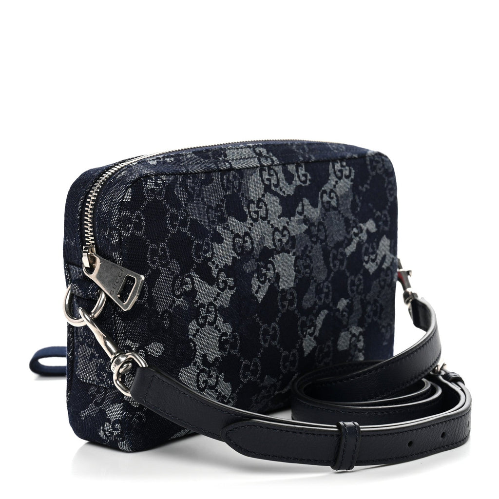 Denim GG Monogram Camouflage Small Crossbody Bag Blue