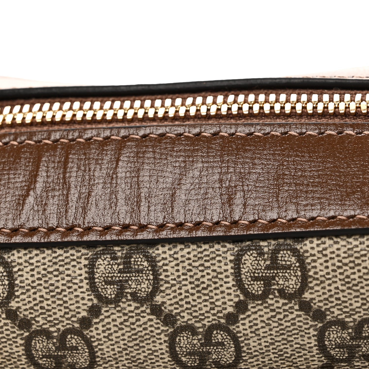 GG Supreme Monogram Small Horsebit 1955 Shoulder Bag Beige Brown Sugar