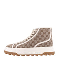 GG Monogram Mens 1977 Tennis High Top Platform 55mm Sneakers 9 Beige Ebony Mystic White