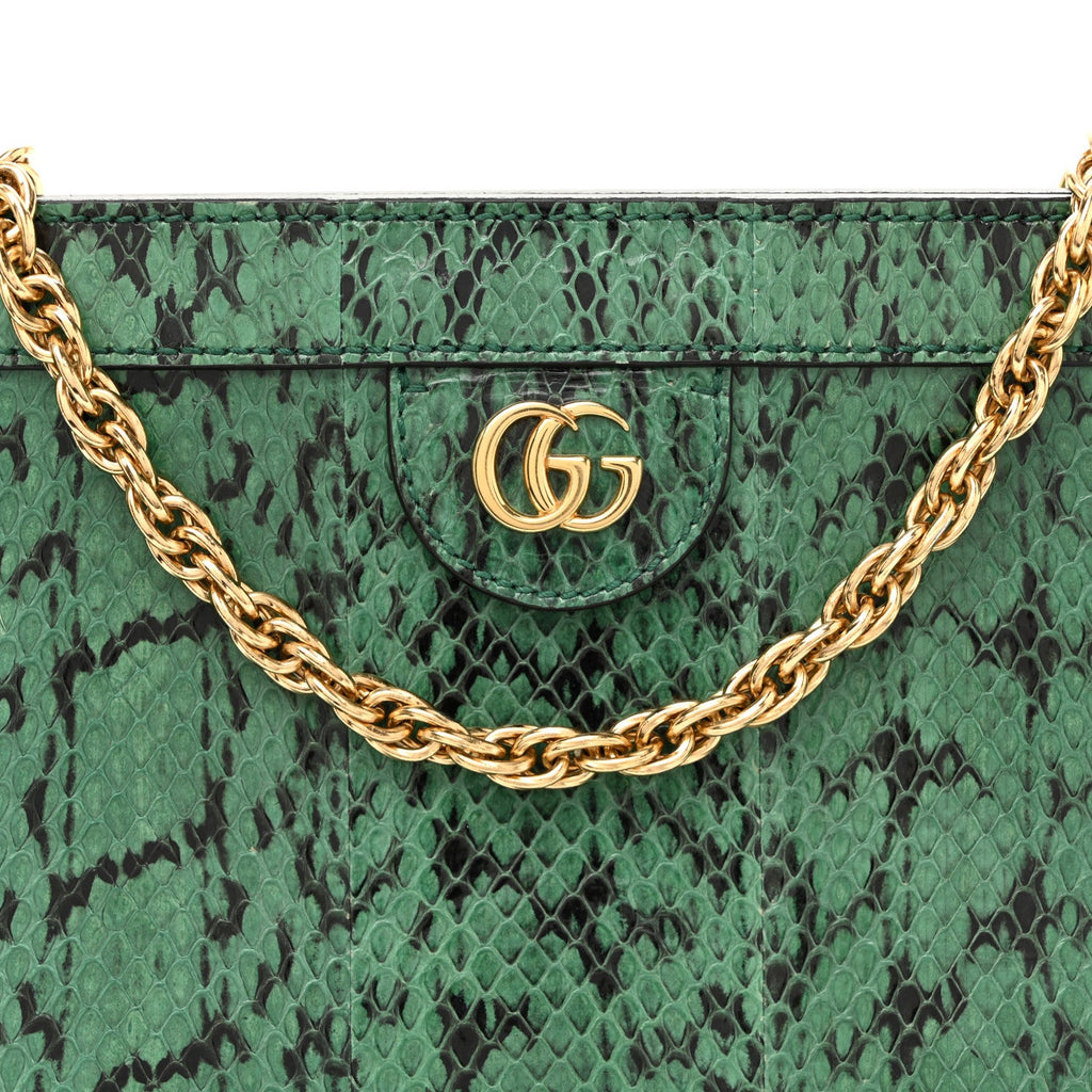 Snakeskin GG Small Ophidia Chain Shoulder Bag Green