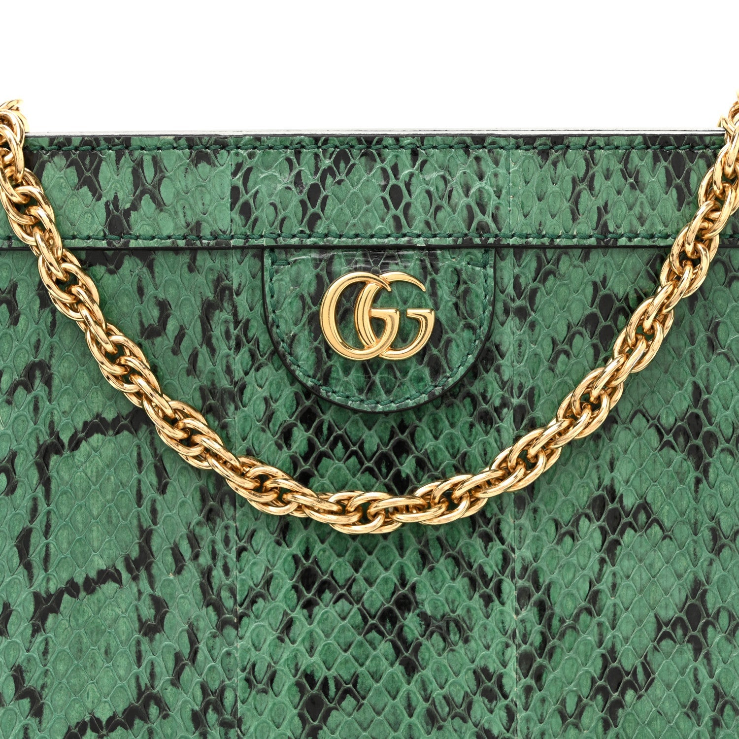 Snakeskin GG Small Ophidia Chain Shoulder Bag Green