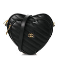 Calfskin Matelasse DDiagonal Mini Interlocking G Heart Shoulder Bag Black