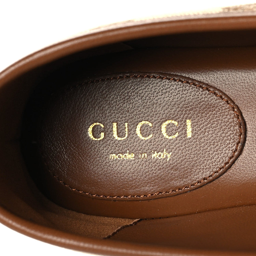 GG Monogram Horsebit Bow Ballet Flats 35.5 Beige Ebony Sundial