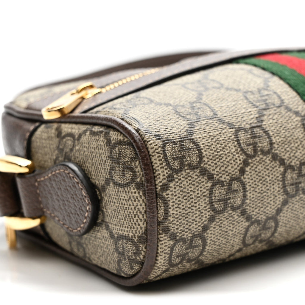 GG Supreme Monogram Web Mini Ophidia Shoulder Bag Brown