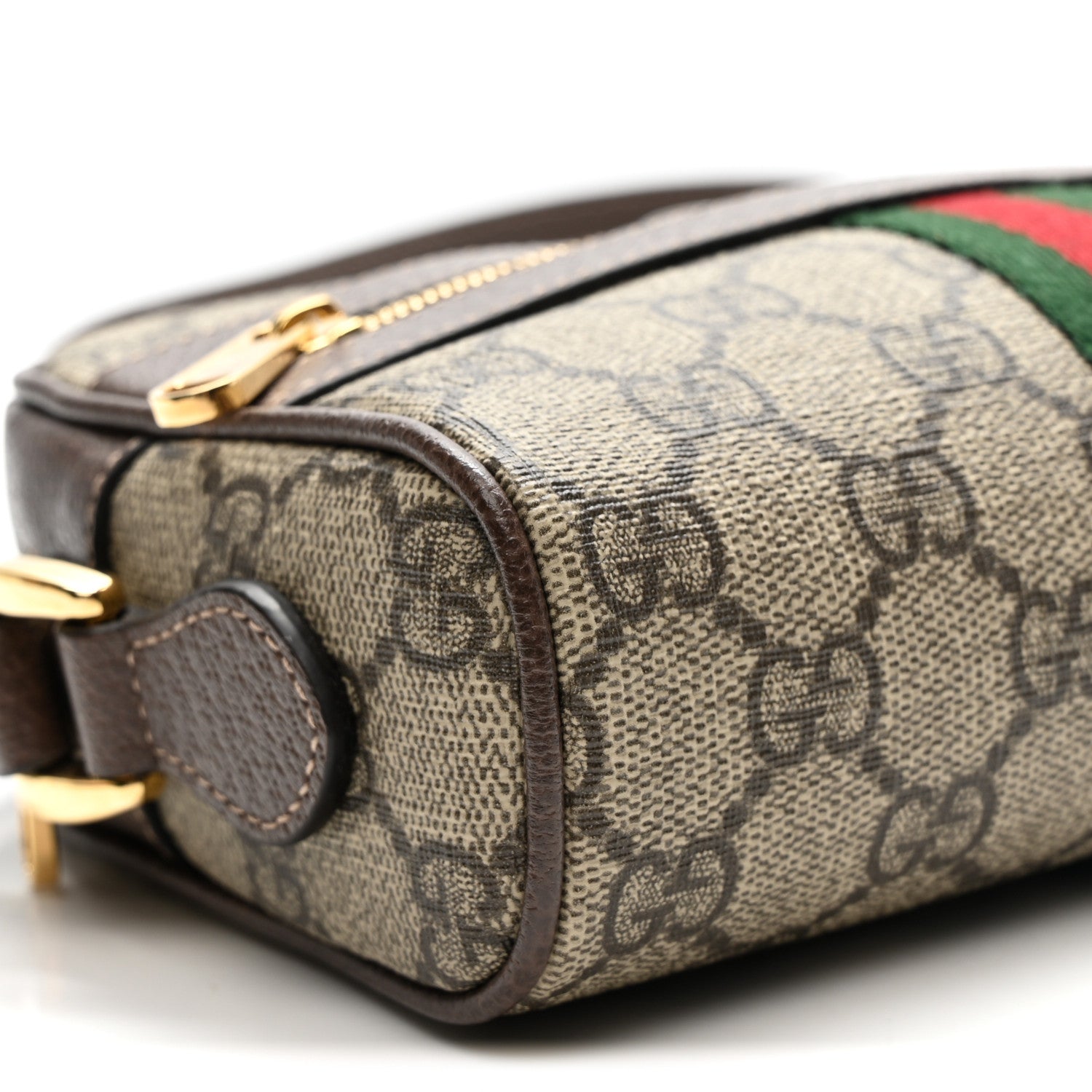 GG Supreme Monogram Web Mini Ophidia Shoulder Bag Brown
