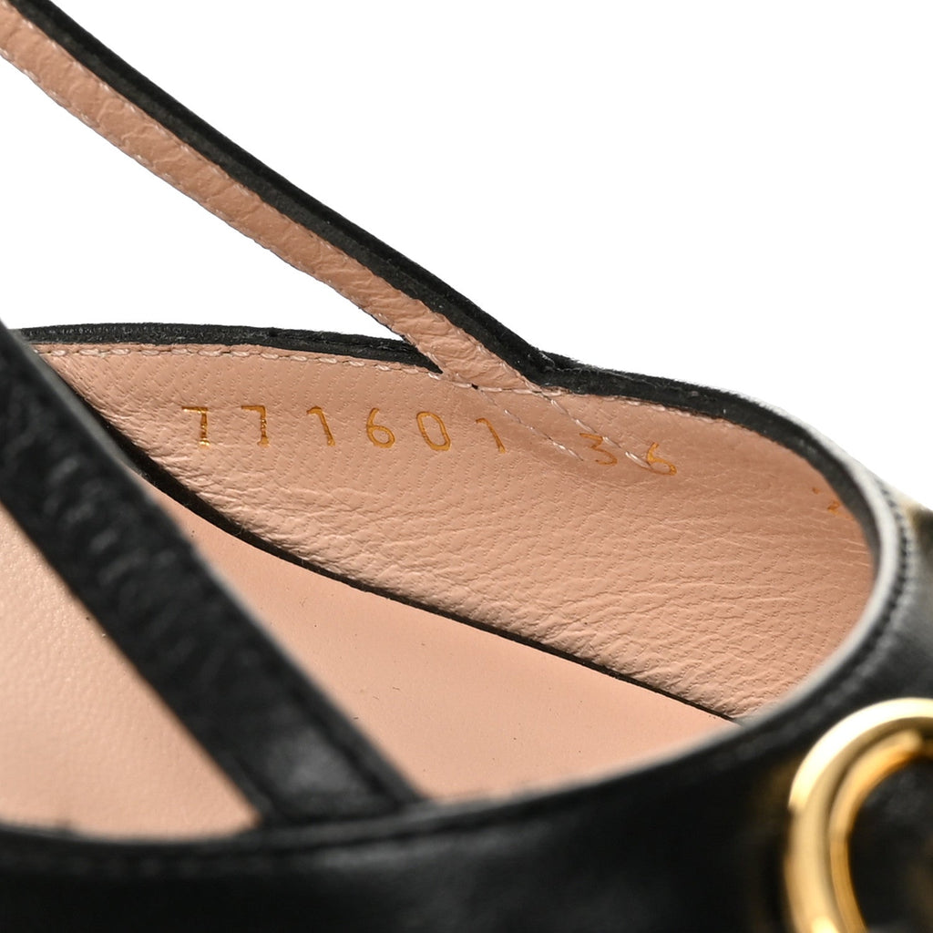 Malaga Kid Horsebit 70mm Slingback Pumps 36  Black