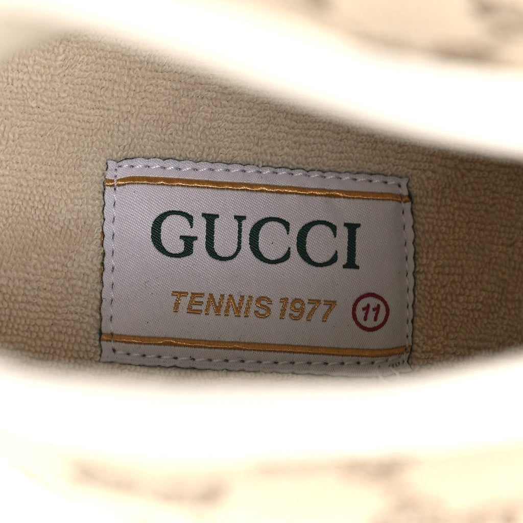 New Canvas GG Monogram Mens Tennis 1977 High Top 55mm Platform Sneakers 11 Beige Ebony Mystic White